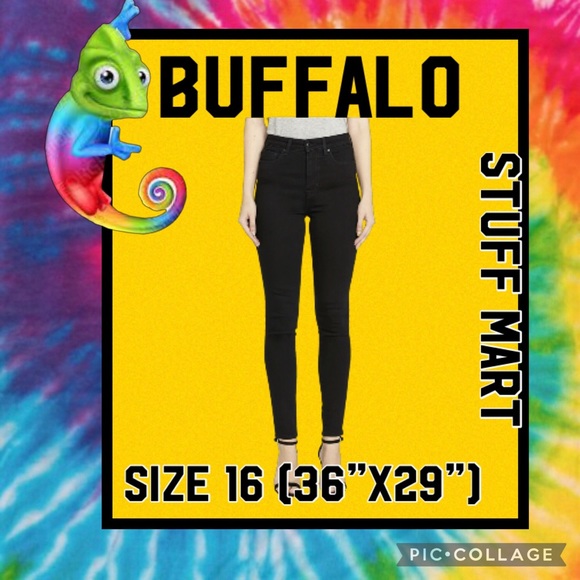 BUFFALO DAVID BITTON WOMENS BLACK SKINNY HIGH RISE SIZE 16/36βWx 29βl - Picture 6 of 6